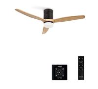 CREATE / WINDCALM/Ventilatore da soffitto con luce nero pale legno chiaro con controllo e telecomando / 40W, Silenzioso, Ø132 cm, ABS, 6 velocità, 3 temperature di luce, funzione estate-inverno