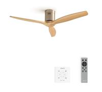 CREATE / WINDCALM/Ventilatore da soffitto nichel pale legno chiaro con controller e telecomando / 40W, Silenzioso, Ø132 cm, 6 velocità, ABS, 3 temperature di luce, timer, funzione estate-inverno