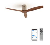 CREATE / WINDCALM/Ventilatore da soffitto nichel pale legno scuro con WiFi e telecomando / 40W, Silenzioso, Ø132 cm, ABS, 6 velocità, 3 temperature di luce, timer, funzione estate-inverno