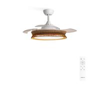 WIND CLEAR RATTAN - Ventilatore Da Soffitto 40W Silenzioso Ø108cm Lame Retrattili Con Luce LED Da 36W Telecomando