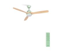 CREATE / WINDLIGHT CUP DC/Ventilatore da soffitto con luce, motore DC verde, con pale in legno naturale/Silenzioso, 2 livelli, timer