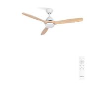 CREATE / WINDLIGHT CUP DC/Ventilatore da soffitto con motore DC bianco, con pale in legno naturale/Silenzioso, 2 altezze, timer