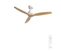 CREATE / WINDSTYLANCE M/Ventilatore da soffitto ABS bianco pale effetto legno naturale con telecomando / 40W, Silenzioso, Ø132 cm, 6 velocità, estate-inverno, doppia altezza, motore DC