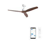 CREATE / WINDSTYLANCE M/Ventilatore da soffitto ABS bianco pale effetto legno scuro con Wifi e telecomando / 40W, Silenzioso, Ø132 cm, 6 velocità, estate-inverno, doppia altezza, motore DC