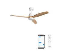 CREATE / WINDSTYLANCE M/Ventilatore da soffitto ABS con luce bianco pale effetto legno naturale con Wifi e telecomando / 40W, Silenzioso, Ø132 cm, 6 velocità, estate-inverno, doppia altezza