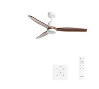 CREATE / WINDSTYLANCE M/Ventilatore da soffitto ABS con luce bianco pale effetto legno scuro con controllore e telecomando / 40W, Temporizzatore, Ø132 cm, 6 velocità, estate-inverno, doppia altezza