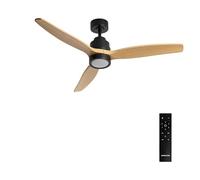 CREATE / WINDSTYLANCE M/Ventilatore da soffitto ABS con luce nero pale effetto legno naturale con telecomando / 40W, Silenzioso, Ø132 cm, 6 velocità, temporizzatore, estate-inverno, doppia altezza
