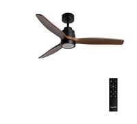 CREATE / WINDSTYLANCE M/Ventilatore da soffitto ABS con luce nero pale effetto legno scuro con telecomando/ 40W, Silenzioso, Ø132 cm, 6 velocità, temporizzatore, estate-inverno, doppia altezza