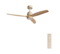 CREATE / WINDSTYLANCE M/Ventilatore da soffitto ABS con luce sabbia pale effetto legno naturale con telecomando/ 40W, Silenzioso, Ø132 cm, 6 velocità, estate-inverno, doppia altezza, motore DC