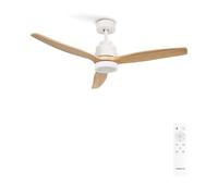 CREATE/ WINDSTYLANCE NATURAL WOOD S/Ventilatore da soffitto con luce bianco pale legno chiaro con telecomando / 40W, Silenzioso, Ø112 cm, 6 velocità, doppia altezza funzione estate-inverno