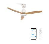 CREATE/ WINDSTYLANCE NATURAL WOOD S/Ventilatore da soffitto con luce bianco pale legno chiaro con Wifi e telecomando / 40W, Temporizzatore, Ø112 cm, 6 velocità, estate-inverno, doppia altezza