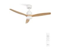 CREATE / WINDSTYLANCE NATURAL WOOD/Ventilatore da soffitto bianco pale legno naturale con telecomando / 40W, Silenzioso, Ø132 cm, 6 velocità, estate-inverno, doppia altezza, motore DC