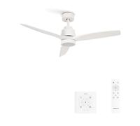 CREATE / WINDSTYLANCE NATURAL WOOD/Ventilatore da soffitto con luce bianco con controllore parete e telecomando / 40W, Silenzioso, Ø132 cm, 6 velocità, estate-inverno, doppia altezza, motore DC