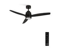 CREATE / WINDSTYLANCE NATURAL WOOD/Ventilatore da soffitto con luce nero con telecomando/ 40W, Silenzioso, Ø132 cm, 6 velocità, temporizzatore, estate-inverno, doppia altezza, motore DC