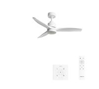 CREATE / WINDSTYLANCE S/Ventilatore da soffitto ABS con luce bianco con controllore parete e telecomando / 40W, Silenzioso, Ø112 cm, 6 velocità, estate-inverno, doppia altezza, motore DC