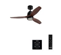 CREATE / WINDSTYLANCE S/Ventilatore da soffitto ABS con luce nera pale effetto legno scuro con controller e telecomando/40 W, timer, Ø112 cm, 3 temperature di luce, estate-inverno, doppia altezza