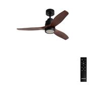 CREATE / WINDSTYLANCE S/Ventilatore da soffitto ABS con luce nero pale effetto legno scuro con telecomando / 40W, Temporizzatore, Ø112 cm, 6 velocità, silenzioso, estate-inverno, doppia altezza