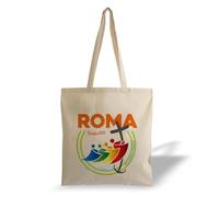 Createe Borsa da Shopping in cotone con manici e stampa Giubileo 2025 (Pellegrini)