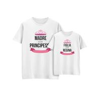 Createe t-Shirt per Mamma e Figlio Mamma di Una Principessa e Figlia di Una Regina dedicato alla Festa della Mamma - SPEDIZIONE in Giornata al COSTO di Quella Standard!