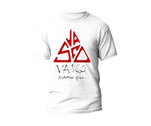 Createe Vasco Rossi t Shirt - Maglietta Siamo Qui 100% Cotone (L, Bianca)