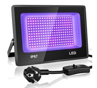 CREATESTAR 100W Faretto UV LED,IP67 Impermeabile Luce Nera UV,385-400nm LED Luce Nera, Lampada uv Con Interruttore per Halloween, Pittura Del Corpo, Poster Fluorescente, Bar, Acquario(1PC)