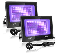 CREATESTAR 100W Faretto UV LED,IP67 Impermeabile Luce Nera UV,385-400nm LED Luce Nera, Lampada uv Con Interruttore per Halloween, Pittura Del Corpo, Poster Fluorescente, Bar, Acquario(2PC)