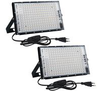 CREATESTAR Faretto LED da Esterno 150W 2 Pezzi, 3000K Bianco Caldo Faro LED Esterno con Spina, 15000LM Luce di Sicurezza IP65 Impermeabile LED Faretti per Garage, Cortile, Giardino, Terrazza