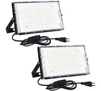 CREATESTAR Faretto LED da Esterno 150W 2 Pezzi, Faretto Led con Spina, Super Luminoso 15000LM 6500K Bianco Freddo Faro led Esterno, IP65 Impermeabile per Giardino,Patio, Cortile, Terrazza,Garage