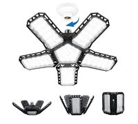 CREATESTAR Lampada da Garage a LED,120W 12000LM Plafoniera a Led da Garage con 5 Pannelli Regolabili E26/E27,Lampada da Negozio per Magazzino Palestra Officina Cucina Illuminazione