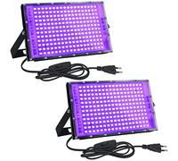 CREATESTAR Luce Nera UV 150W 2 Pezzi, Faretto UV LED con Interruttore, 395-400 nm, Faretto Luce Nera Impermeabile IP65 Faro Led UV Decorare per Bar Acquario Halloween Colori Neon Effetti Fluorescenti