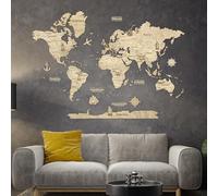 Creatifwood Mappa del mondo in legno, miglioredecorazione da parete in 2D, idea regalo per ogni occasione, decorazione da parete per casa, cucina o ufficio (Light, 150L x 105l cm)