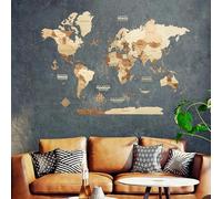 Creatifwood Mappa del mondo in legno, miglioredecorazione da parete in 3D, idea regalo per ogni occasione, decorazione da parete per casa, cucina o ufficio (Amber, 150L x 105l cm)