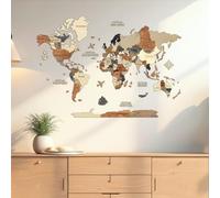 Creatifwood Mappa del mondo in legno, miglioredecorazione da parete in 3D, idea regalo per ogni occasione, decorazione da parete per casa, cucina o ufficio (Multicolor, 80L x 55lcm