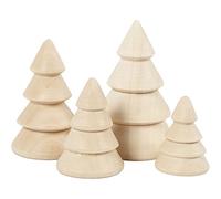 Creativ 100263, Alberi di Natale in legno, H: 3,3, 4,3, 5,3, 6,3 cm. Profondità: 2,3, 3, 3,2, 4 cm, Imperatrice Legno, 4pcs