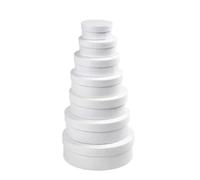 Creativ 100263 - Set di 7 scatole rotonde, diametro: 8,5 + 10,5 + 12,5 + 14,5 + 16,5 + 18,5 + 21,5 cm, altezza: 4 + 4,5 + 5,5 + 6 + 6,5 + 7 cm, colore: Bianco