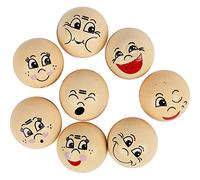 Creativ 57094 - Palline di legno con immagini di volti, Dimensione: 20 mm, legno, 16 pezzi assortiti