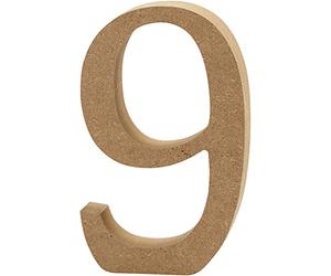 Creativ"9" MDF numero, marrone, 13 x 2 cm