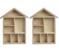 Creativ - Bacheca portaoggetti a forma di casa, in legno, 30 x 22 x 4,5 cm (Confezione da 2)