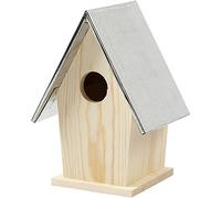 Creativ - Casetta per uccelli in legno di pino, con tetto rimovibile in zinco, 13,5 x 11 x 19 cm