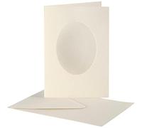 Creativ Company 23722 - Biglietto vuoto con apertura ovale a ritratto, bianco sporco, 10 pz