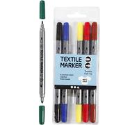 Creativ Company 6-Piece Fabric Markers, Assorted Colors