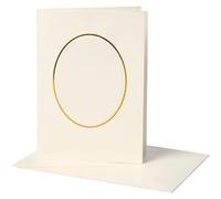 Creativ Company - Biglietto neutro con finestra anteriore ovale con orlo dorato, 10 x 15 cm, 10 pezzi