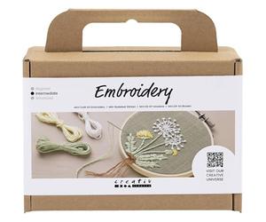 Creativ Company Mini Knitting Kit - Dandelion in Embroidery Frame - Create Beautiful Wall Decorations