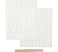 Creativ Company Rub-On Sticker Buchstaben und Zahlen Weiß, 2 Bögen
