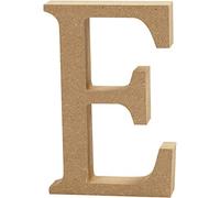 Creativ, lettera "E", in pannello di fibra a media densità marrone, 13 x 2 cm.