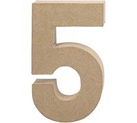 Creativ - Numero 5 tridimensionale in cartapesta, 20 cm