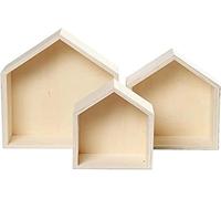 Creativ 100263 Set of 3 Wooden Box House Shaped Shelf Box, Wooden wall art - B-S