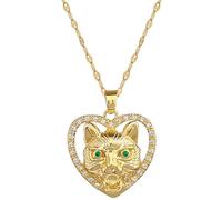 Creativa a Forma di Cuore con Testa Leopardata intarsio intarsiata Collana a Pendente Zircon