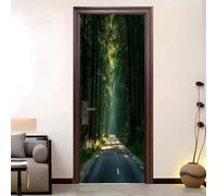 creativa Adesivi Autoadesivi per porta 80x210 cm Paesaggio Della Strada Forestale Poster per Porte Vinile Rimovibile Impermeabile Verde per Camera da Letto Cucina Decor Carta Parati Porta