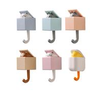 Creative Adhesive Coat Hook,6 Pcs Cute Pet Hooks for Coat, Scarf, Hat, Towel,Key,Bag
